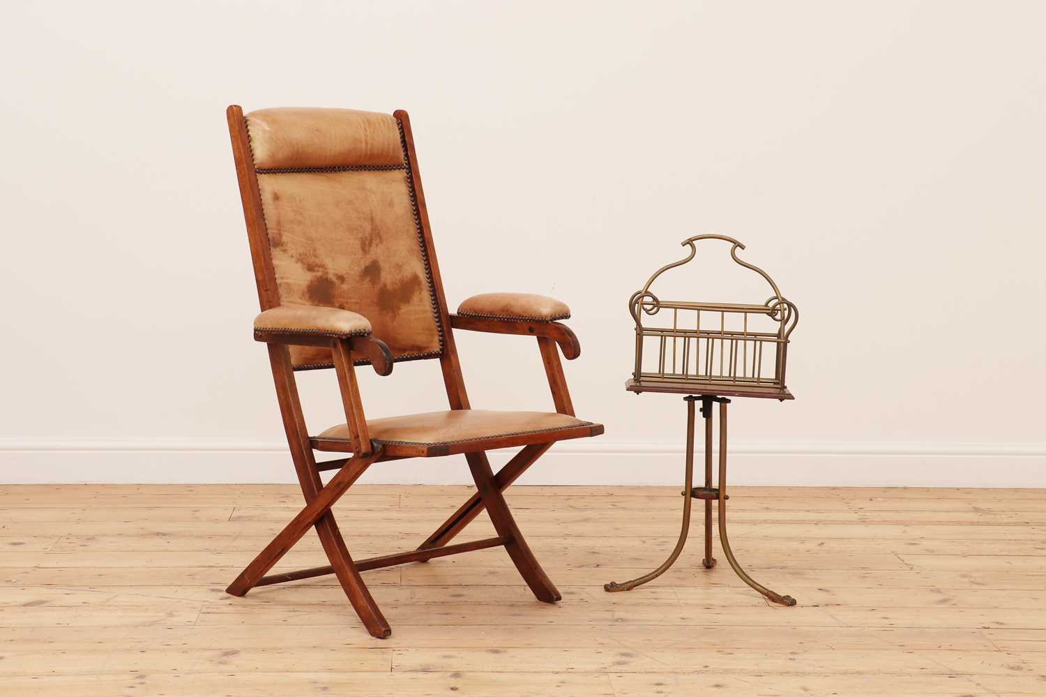 Lot 292 - A folding leather chair by Trapnell & Gane