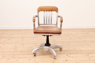 Lot 325 - A polished steel and leather chair