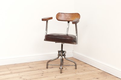 Lot 50 - An industrial steel and leather desk chair