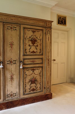 Lot 55 - A large painted armoire