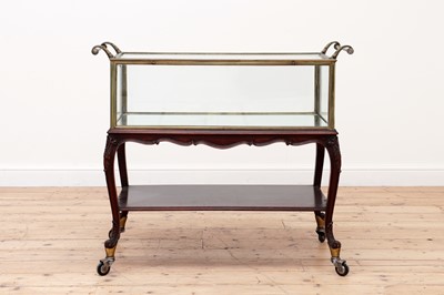 Lot 82 - A French walnut and brass patisserie trolley