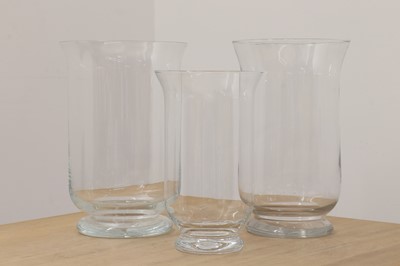 Lot 85 - A group of twelve glass hurricane lamps