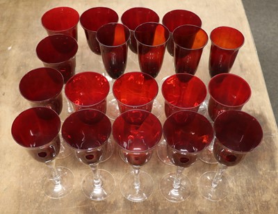 Lot 105 - A set of red glass drinking glasses