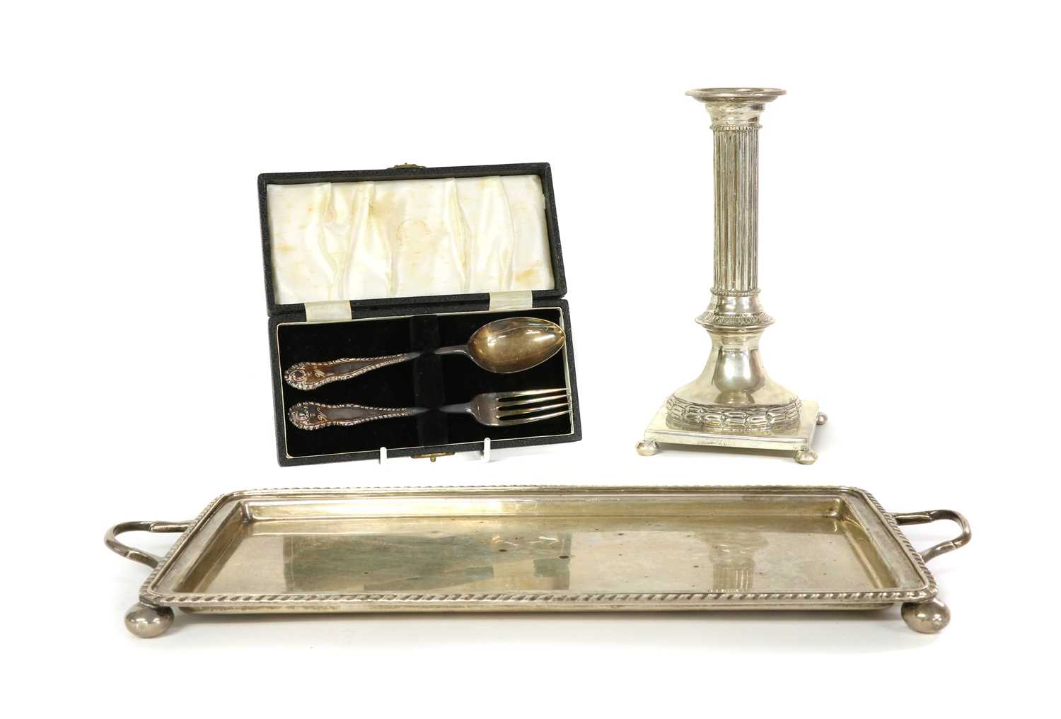 Lot 25 - A silver twin handled tray