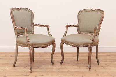 Lot 84 - A pair of Italian-style painted elbow chairs