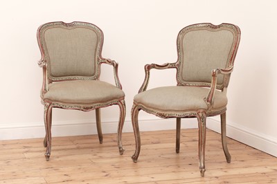 Lot 84 - A pair of Italian-style painted elbow chairs