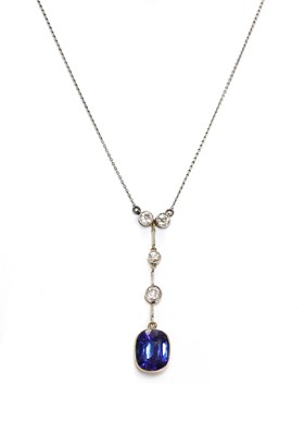 Lot 130 - An Edwardian synthetic sapphire and diamond 'Edna May' pendant, c.1910