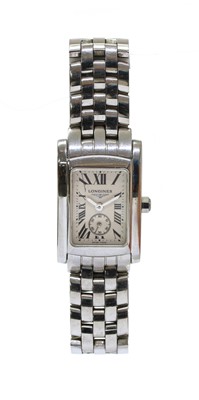 Lot 494 - A ladies' stainless steel Longines 'Dolce Vita' quartz bracelet watch