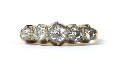 Lot 91 - A gold five stone diamond ring