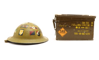 Lot 169 - A WWII British Officer's helmet and ammunition case