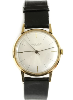 Lot 1305 - A gentlemen's 9ct gold Favre-Leuba mechanical strap watch