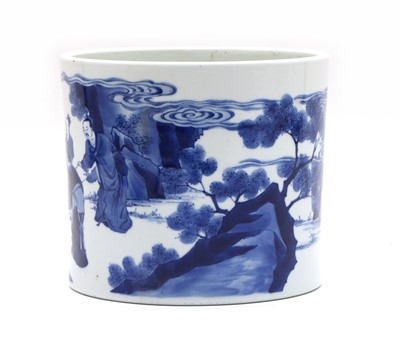 Lot 155 - A Chinese blue and white brush pot