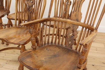Lot 718 - A set of eight elm and ash Windsor-style dining chairs