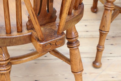 Lot 718 - A set of eight elm and ash Windsor-style dining chairs
