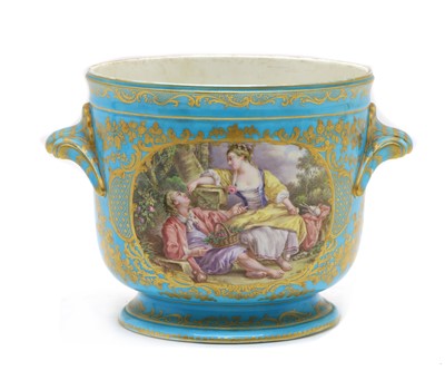 Lot 189 - A Sevres porcelain twin-handled cache pot