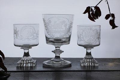 Lot 308 - A large glass hunting rummer