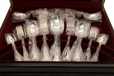 Lot 12 - A cased canteen of silver plated Kings Pattern cutlery
