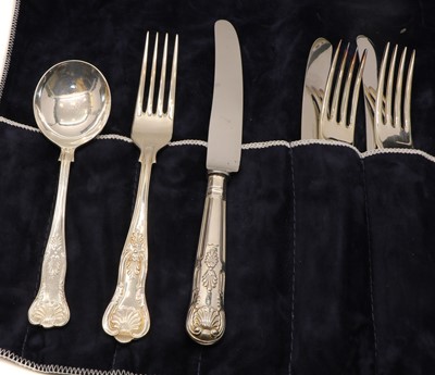 Lot 12 - A cased canteen of silver plated Kings Pattern cutlery