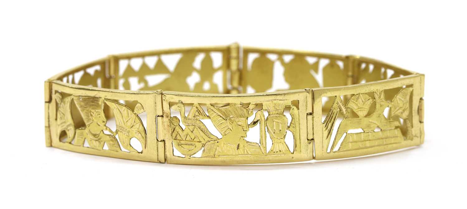 Lot 198 - An Egyptian gold panel bracelet