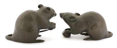 Lot 250 - A pair of Japanese bronze okimono