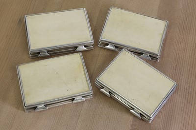 Lot 624 - Four French white metal and stained ivory gaming boxes and counters