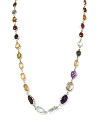 Lot 1162 - A silver assorted gemstone necklace and earrings suite