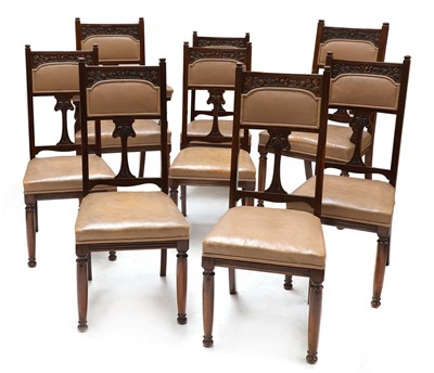 Lot 328 - A set of eight Art Nouveau walnut dining chairs