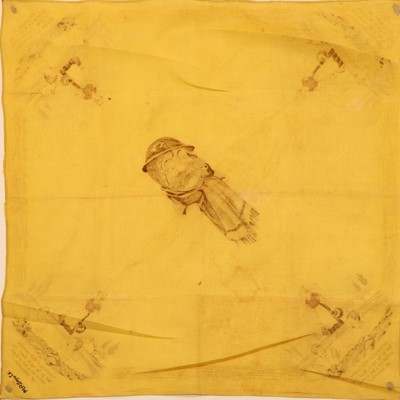 Lot 55 - Bruce Bairnsfather, a printed silk head-scarfe, ' Trouville-sur-Somme'