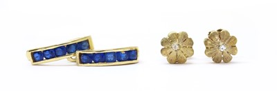 Lot 369 - A pair of gold diamond earrings