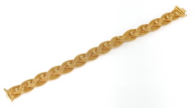 Lot 321 - An Italian three row plaited mesh link bracelet, c.1960