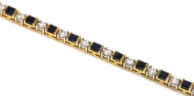 Lot 359 - A gold sapphire and diamond bracelet