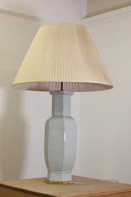 Lot 182 - A large celadon-glazed table lamp