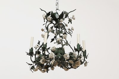 Lot 723 - A painted toleware chandelier