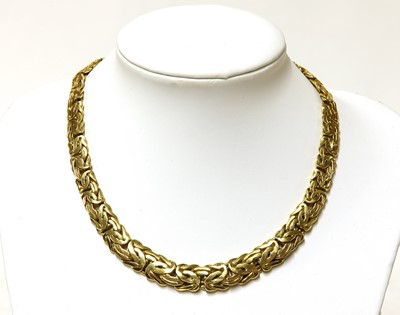 Lot 330 - An Italian gold Byzantine link necklace and bracelet suite