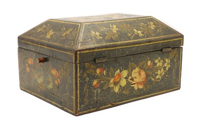 Lot 217 - A Continental painted wooden jewellery casket