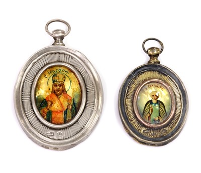 Lot 205 - Two Russian silver icon pendants