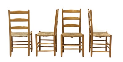 Lot 210 - A set of six Cotswold School ash ladderback chairs