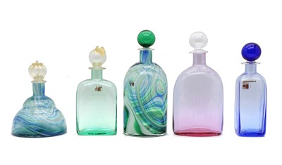 Lot 212 - Five Murano coloured glass decanters