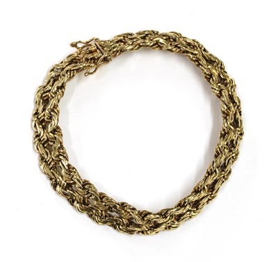 Lot 206 - A 9ct gold two row flattened rope link bracelet