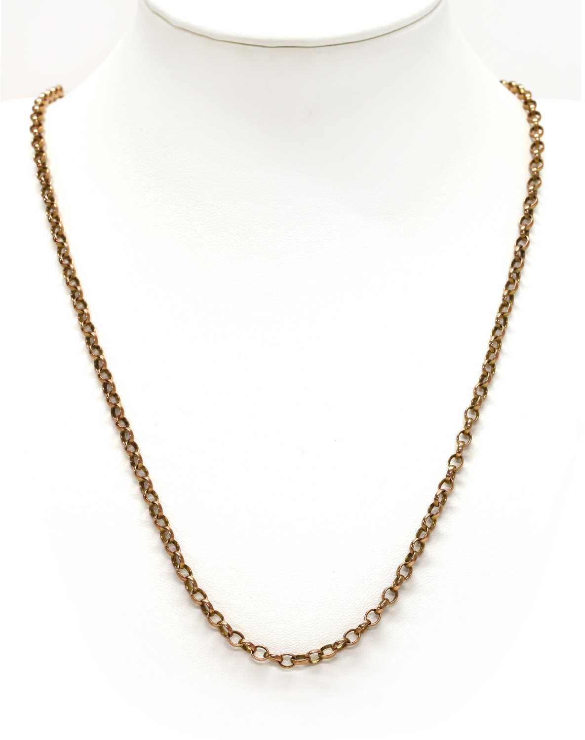 Lot 178 - A rose gold oval belcher link chain