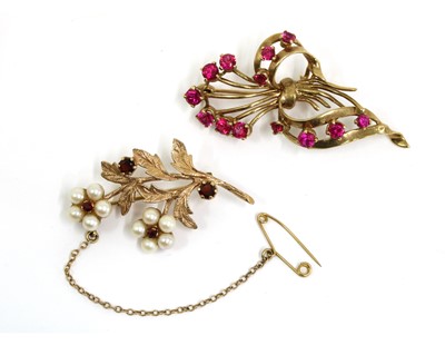 Lot 237 - Two gold spray brooches