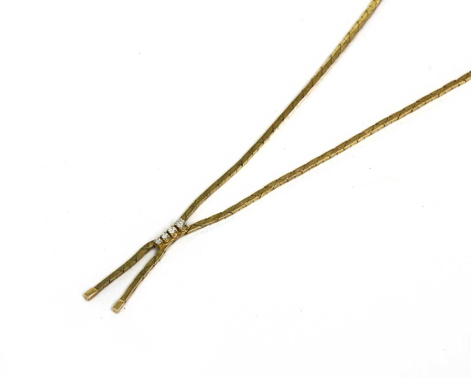 Lot 102 - A 9ct gold diamond lariat-style necklace