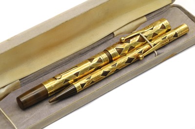 Lot 247 - A Waterman's Ideal 'basket weave' fountain pen and propelling pencil