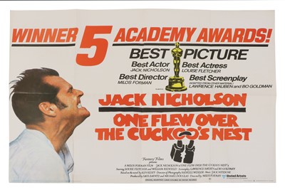 Lot 199A - A 1975 British quad movie poster One Flew Over The Cuckoo's Nest