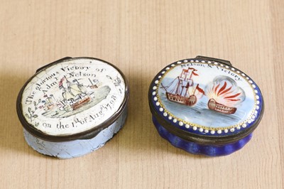 Lot 743 - Two Trafalgar-related enamel patch boxes