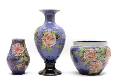 Lot 149 - A Royal Doulton stoneware Roses pattern vase