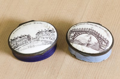 Lot 741 - Two architectural enamel patch boxes