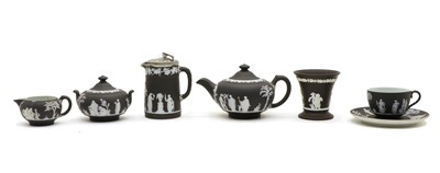 Lot 146 - A collection of black Wedgwood jasperware items