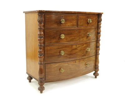 Lot 312 - A late Regency mahogany bow front chest of drawers