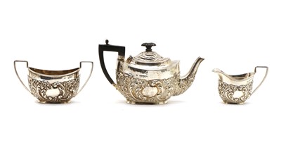 Lot 1 - A three piece Victorian silver tea set